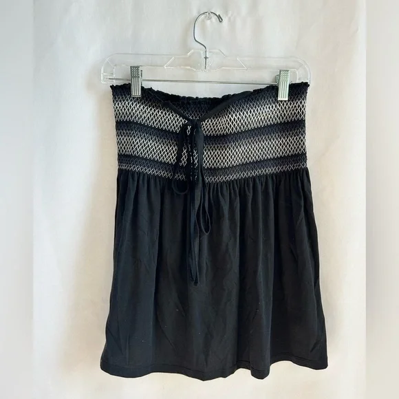 Old Navy Black Smocked Mesh Tube Top Babydoll - Picture 1 of 3